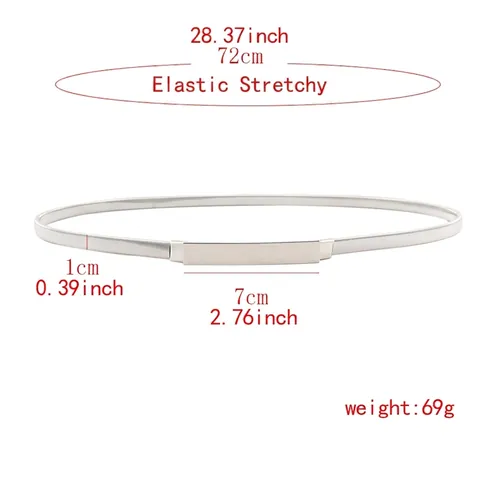 Damen Elegant Metall Elastisch Kette Gürtel Minimalistisch Rechteckig Schnalle Gold Silber Verstellbar Taillenkette