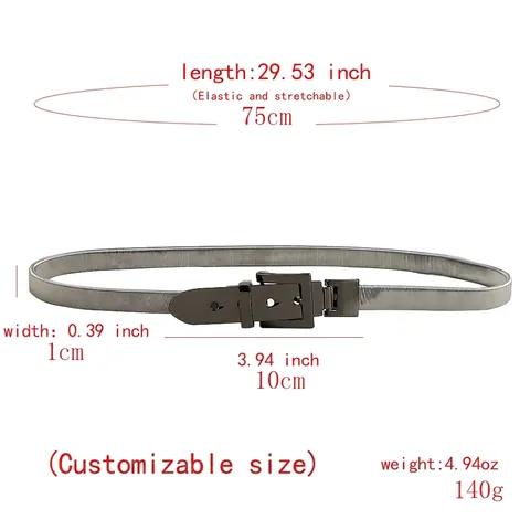 Cinturón Elástico de Metal para Mujer Minimalista Moda Cadena de Serpiente Delgada con Hebilla de Pasador Dorado Gris Plomo