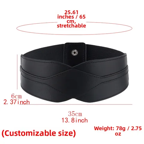 Women Fashion Elegant Wide Waist Belt Elastic Faux Leather Corset Cinch Belt With Rhombus Stitching For Dress Decoration