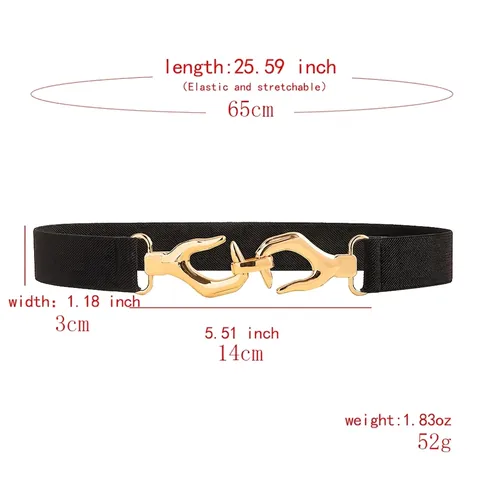 Ceinture Élastique pour Femmes Boucle en Métal Mains Entrelacées Ceinture Stretch pour Robes Bandeau Décoratif Polyvalent