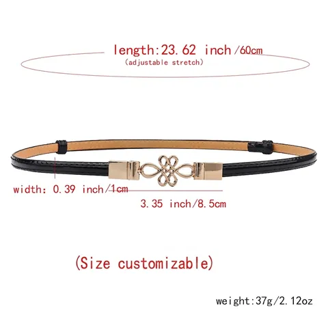 Cintura a Vita Sottile in Pelle PU Regolabile da Donna Con Fibbia a Nodo Cinese Oro Cintura Decorativa per Abiti
