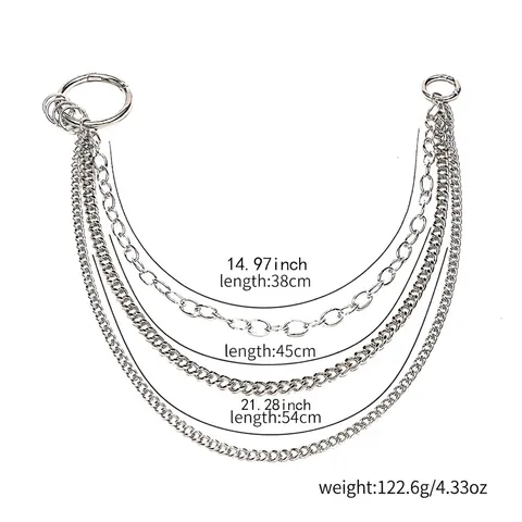 Catena da Vita in Metallo Punk alla Moda da Donna Vintage Multistrato Hip Hop Cintura in Metallo Argento Accessorio per Jeans Ragazze