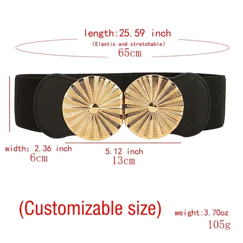 Cintura Elastica Larga da Donna Con Fibbia Dorata Rotonda Vintage a Raggiera Corsetto alla Moda per Abiti e Cappotti