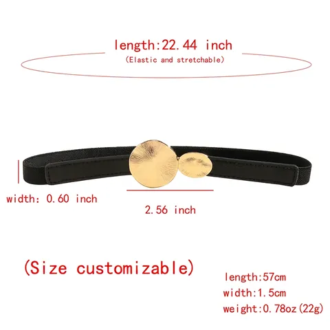 Cintura a Corsetto Elastica da Donna Semplice Moda Doppia Fibbia Rotonda in Metallo Cinturino Sottile Cintura Elasticizzata per Vestiti