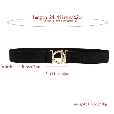 Ceinture Corset Élastique Vintage pour Femmes Bande de Taille Extensible Large Rétro Avec Boucle Ronde en Alliage d'Or