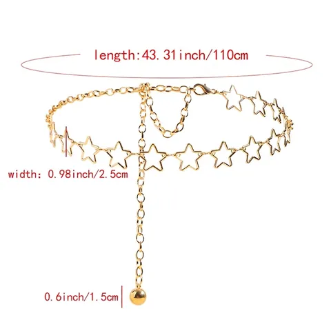 Chaîne de Taille Étoile Creuse Vintage Pour Femmes Ceinture à Maillons en Métal Pour Robes Accessoire de Bijoux