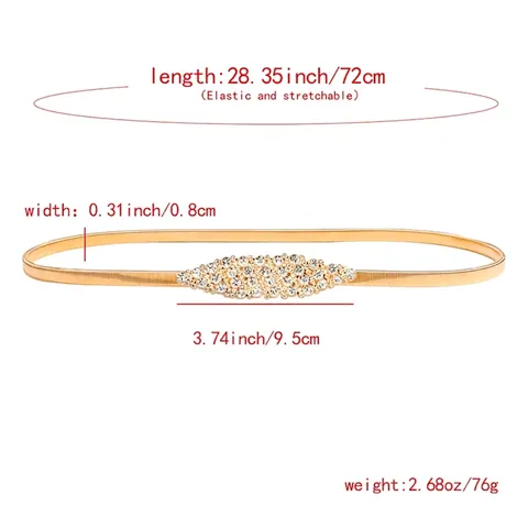 Cintura a Catena in Metallo Elastico da Donna Per Abiti Fibbia di Lusso in Strass Perle Artificiali Oro Argento Accessori da Vita