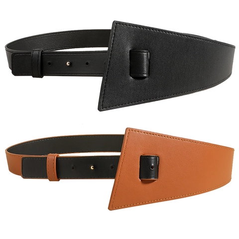 Dames Brede PU-Lederen Corsetriem Mode Geometrische Driehoekige Gesp Tailleband Voor Jurken Truien Jassen Decoratieve Riem