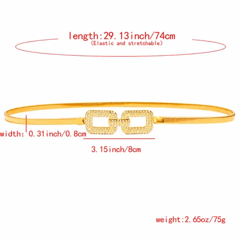 Women Elastic Metal Waist Belt Gold Silver Rhinestone Butterfly Bowknot Buckle Decorative Waist Chain For Dress Party
