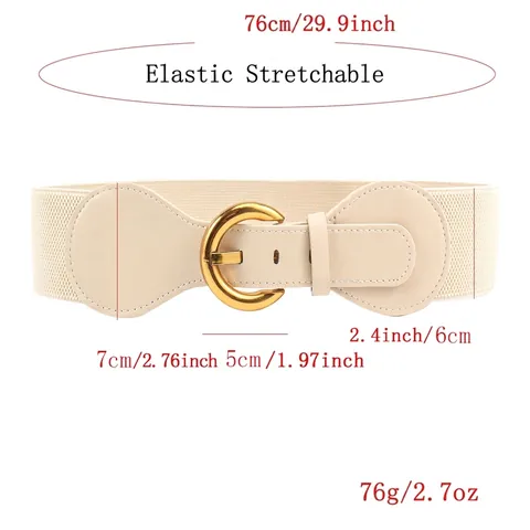 Cintura a Corsetto Elastica Larga da Donna Con Fibbia Tonda in Lega Cintura Elastica Vintage per Abiti Cappotti Maglioni Accessori Moda