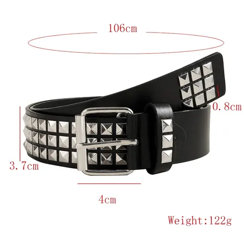 Ceinture en Cuir PU Punk Rock avec Rivets de Balle pour Femmes Hommes Y2K Harajuku Hip Hop Ceinture Réglable en Alliage Boucle à Ardillon Mode Ceinture Jeans