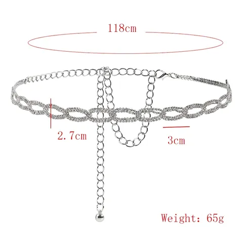 Cadena de Cintura Elegante para Mujer Cinturón de Aleación de Metal Geométrico Ajustable para Vestidos Trajes Joyería