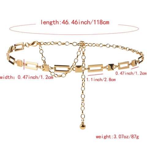 Moda Donna Catena da Vita in Lega Dorata Geometrica Cintura Regolabile Minimalista Gioielli per il Corpo per Abiti Accessorio