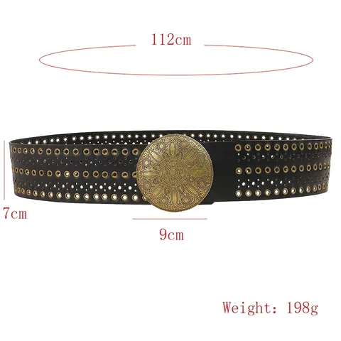 Vintage Böhmischer Breiter Taillengürtel Für Damen Retro PU Leder Gürtel Mit Großer Metall Blumenschnalle Y2K Mode Dekorative Gürtel