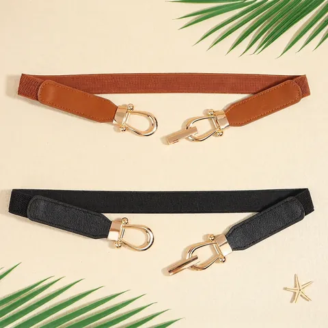 Damen Elastischer Taillengürtel PU Leder Patchwork Eleganter Korsettgürtel Mit Legierungshakenschnalle Für Sommerkleid