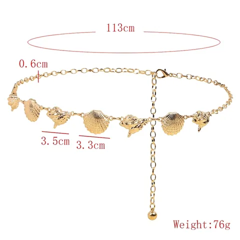 Bohemian Ethnic Retro Metal Shell Waist Chain Adjustable Lobster Clasp Ocean Theme Belly Chain For Women Beach Holiday Accessories