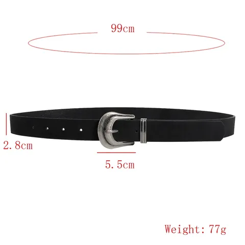 Cintura da Donna Vintage in Pelle PU Nera Con Fibbia a Ferro di Cavallo Argento Antico Rétro Y2K per Jeans Gonne Accessorio Moda