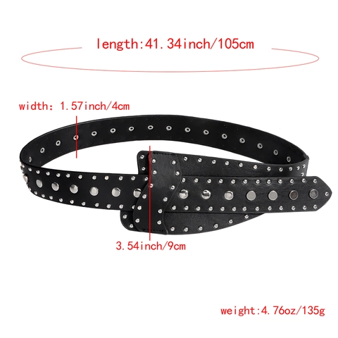 Damen Punk Nieten Gürtel Mode PU Leder Schwarz Taillengürtel Mit Silbernen Nieten Y2K Vintage Handgefertigt Druckknopf Gürtel