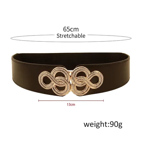 Cintura Elastica da Donna alla Moda con Fibbia a Incastro Infinito Oro Nero Cintura Larga per Completi e Abiti