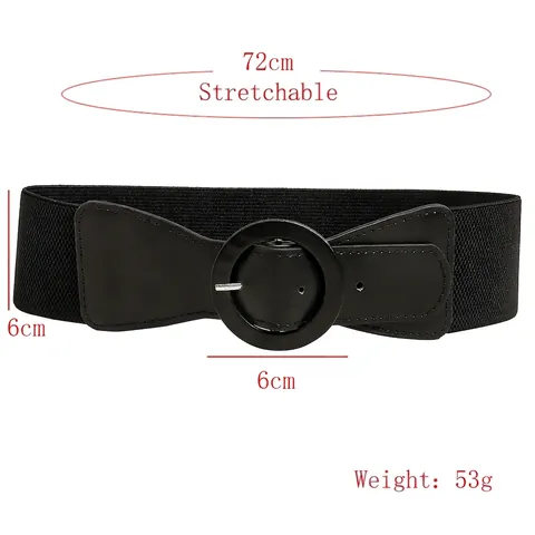 Cintura a Vita Alta Elastica Larga da Donna Con Grande Fibbia Rotonda ad Ardiglione Cintura Corsetto Elasticizzata