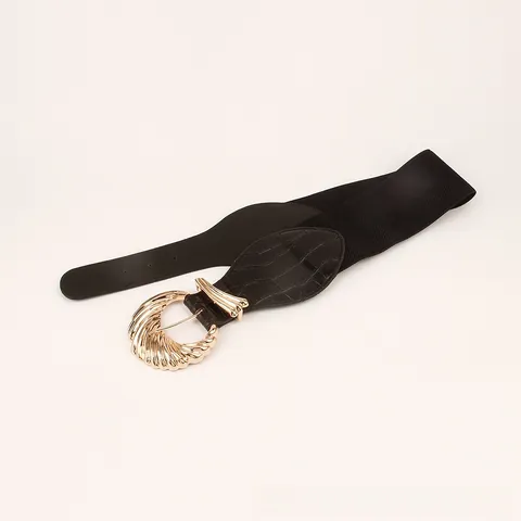 Women's Vintage Wide Elastic Corset Belt With Alloy Buckle Fashion Crocodile Pattern Decorative Waist Cinch Belt For Dresses
