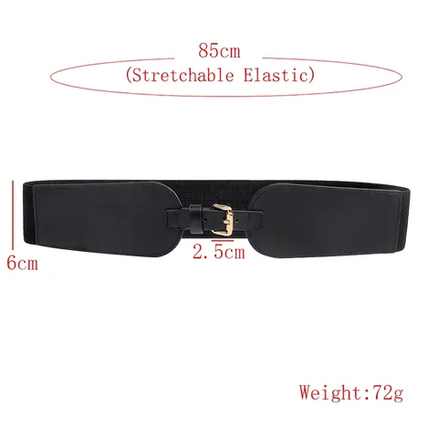 Women Minimalist Elastic Waist Belt PU Leather Wide Corset Cinch Gold Alloy Buckle Versatile Accessory For Dress Coat