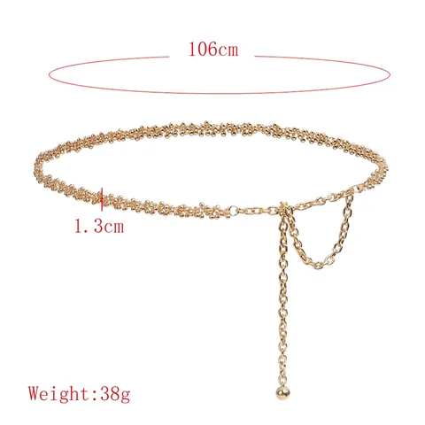 Cintura a Catena da Vita Vintage in Metallo Donna Catena con Perline Placcate Con Chiusura a Moschettone Pendente a Sfera Gioielli per Abiti