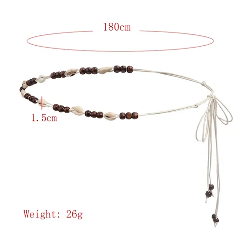 Bohemian Braided Waist Chain For Women With Shell Wood Beads Ethnic Handwoven Tassel Belt Dress Accessory Jewelry