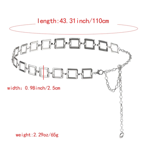 Chaîne de Taille en Métal à Maillons Carrés pour Femmes Alliage Creux Ceinture Géométrique pour Robes Pantalons Bijoux