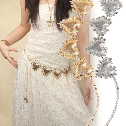 Chaîne de Taille en Métal en Forme de Coeur Vintage pour Femmes Ceinture Décorative Mode Bohème Accessoire de Robe