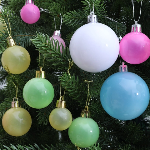 Macaron Boules de Noël Décorations en Plastique Multi-tailles Boules Suspendues Décoratives Pour Arbre de Noël Centre Commercial Maison Fête Décor