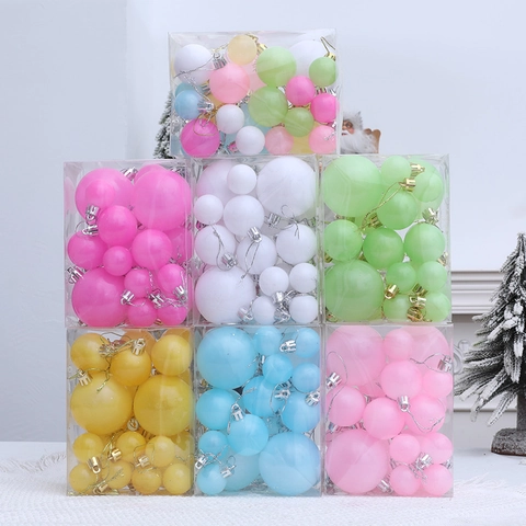 Macaron Boules de Noël Décorations en Plastique Multi-tailles Boules Suspendues Décoratives Pour Arbre de Noël Centre Commercial Maison Fête Décor