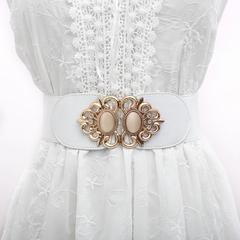 Cintura a Corsetto Elastica Vintage da Donna Fibbia ad Incastro Strass Pietra Artificiale Decorazione Floreale