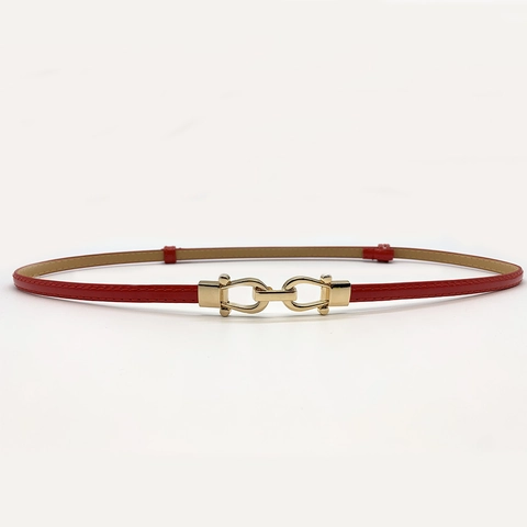 Damen Schmaler Kunstleder Gürtel Mit Trensenschnalle Kleeblatt Minimalistisch Verstellbarer Dekorativer Taillengürtel Für Kleider Eleganter Mode Gürtel