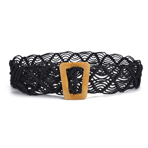 Ceinture Boheme en Corde Ciree Tissee a la Main pour Femme Style Ethnique Ceinture Decorative Ajouree avec Boucle Carree