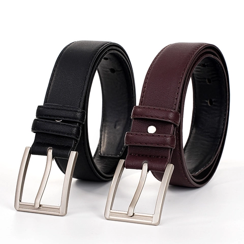 Cintura da Uomo in Pelle Artificiale Business Con Fibbia ad Ardiglione in Lega Cintura Classica Versatile per Jeans Stile Casual
