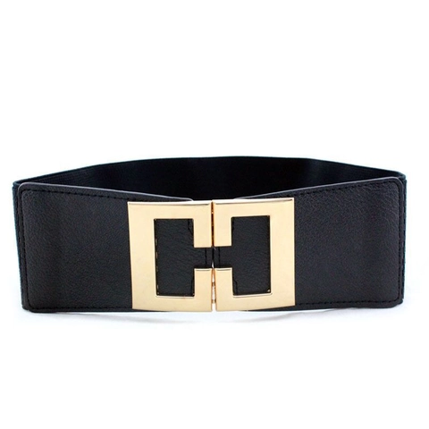 Cintura Elastica in Vita da Donna Larga in Ecopelle Con Fibbia Geometrica in Lega Per Abito Camicia Fascia in Vita Moda