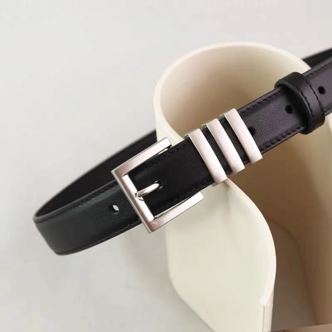 Women's Thin Genuine Leather Belt Split Cowhide Fashion Waist Strap With Alloy Pin Buckle And Three Metal Rings For Dress Jeans