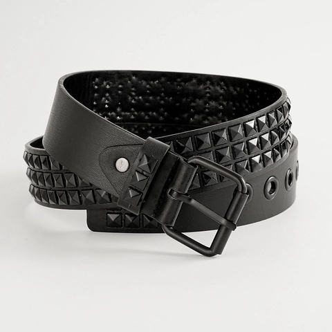 Cintura Punk Con Borchie Nera Pelle PU Metallo Borchie Piramidali Gothic Street Hip Hop Unisex Accessori Cintura Decorativa