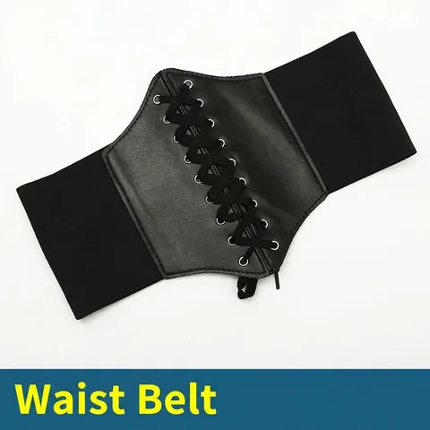 Cintura a Corsetto Vintage da Donna con Lacci Fascia Elastica Larga in Ecopelle Stringivita Decorativo per Abiti Camicie
