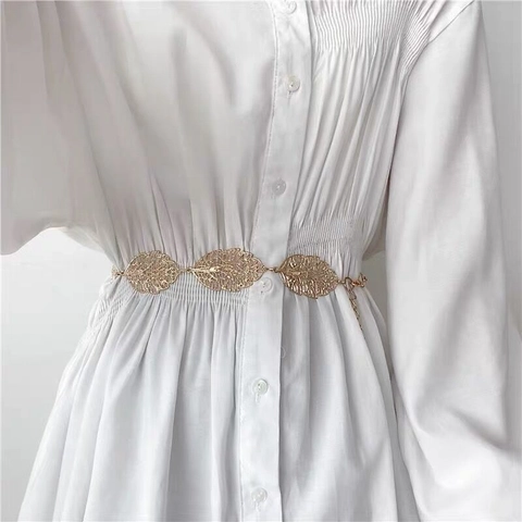 Moda Lega di Metallo Foglia Traforata Cerchio Geometrico Catena da Vita Cintura Regolabile Per Donna Catena Decorativa Gioielli