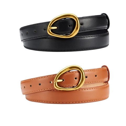 Cintura Sottile in Similpelle Vintage per Donna Con Fibbia in Metallo Dorato Cintura Minimalista per Jeans Abiti