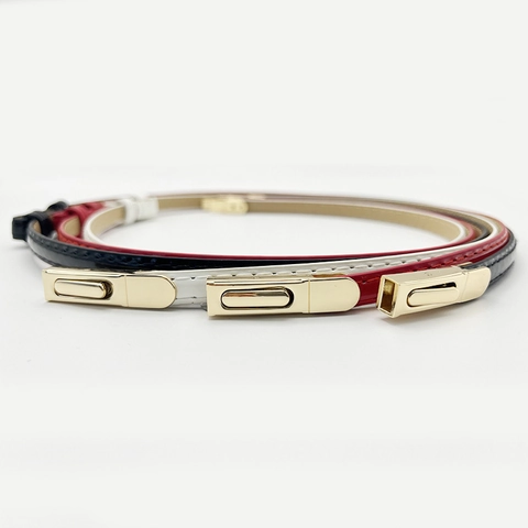 Cintura Sottile in Pelle PU da Donna Con Fibbia in Lega Metallica Cinturino Regolabile Versatile per Abiti Maglioni Completi Cintura Decorativa Minimalista