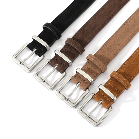 Vintage Kunstleder Wildleder Gürtel Mit Legierung Dornschließe Retro Einfach Lässig Jeans Gürtel Für Damen Und Herren Klassisch Einfarbig Deko Accessoire