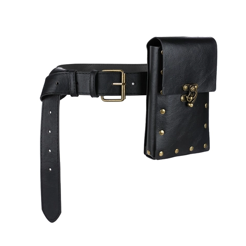 Steampunk Cosplay PU Leather Waist Bag Vintage Rivet Gothic Renaissance Women Mini Phone Pouch With Belt Outdoor Pocket