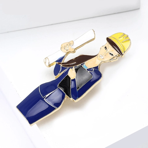 Spilla in Smalto Creativa Ingegnere Donna Architetto Lega Smalto a Goccia Figura Cartoon Carriera Professionale Pin per Donna Ufficio Gioielli