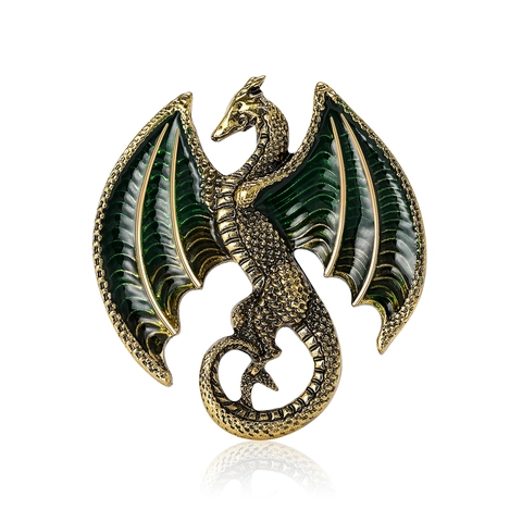 Vintage Western Dragon Brooch Enamel Dripping Oil Alloy Animal Pin For Men Women Coat Suit Accessories Fantasy Jewelry Gift