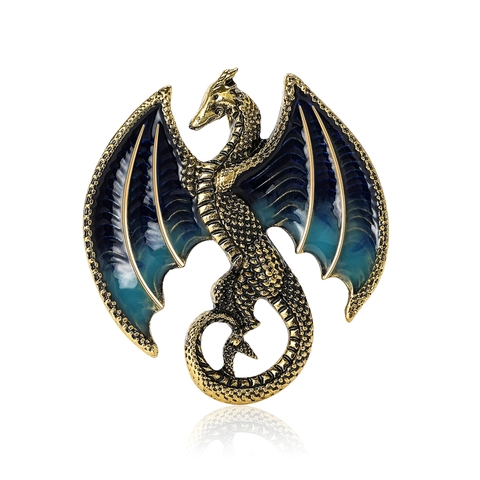 Vintage Western Dragon Brooch Enamel Dripping Oil Alloy Animal Pin For Men Women Coat Suit Accessories Fantasy Jewelry Gift