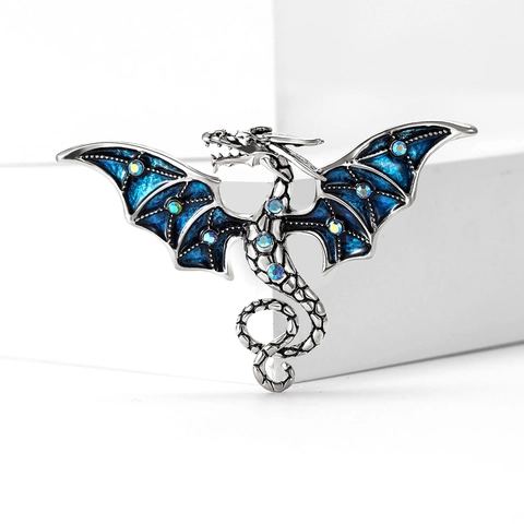 Spilla Vintage a Forma di Drago Volante Occidentale in Lega con Smalto a Goccia e Strass per Completi Banchetti Matrimoni Gioielli