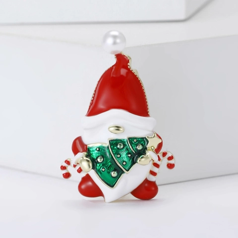 Spilla Gnomo Babbo Natale Smaltata Natalizia Lega Albero Bastoncino Di Zucchero Pin Per Donne Vestito Festivo Gioielli Accessori Regalo